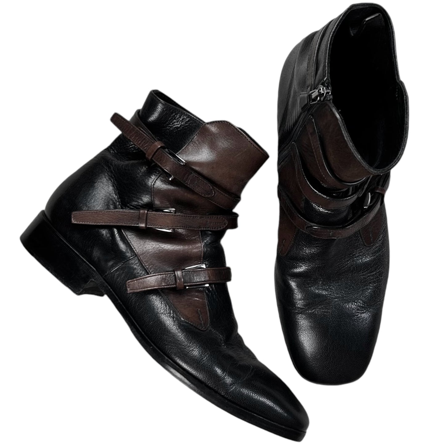 Prada Belted Two Tone Square Boots - AW14