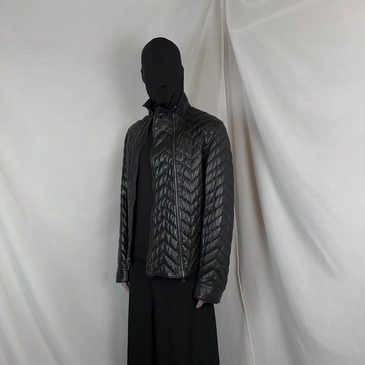 Jil Sander by Raf Simons Quilted Dual Zip Leather Jacket - AW07