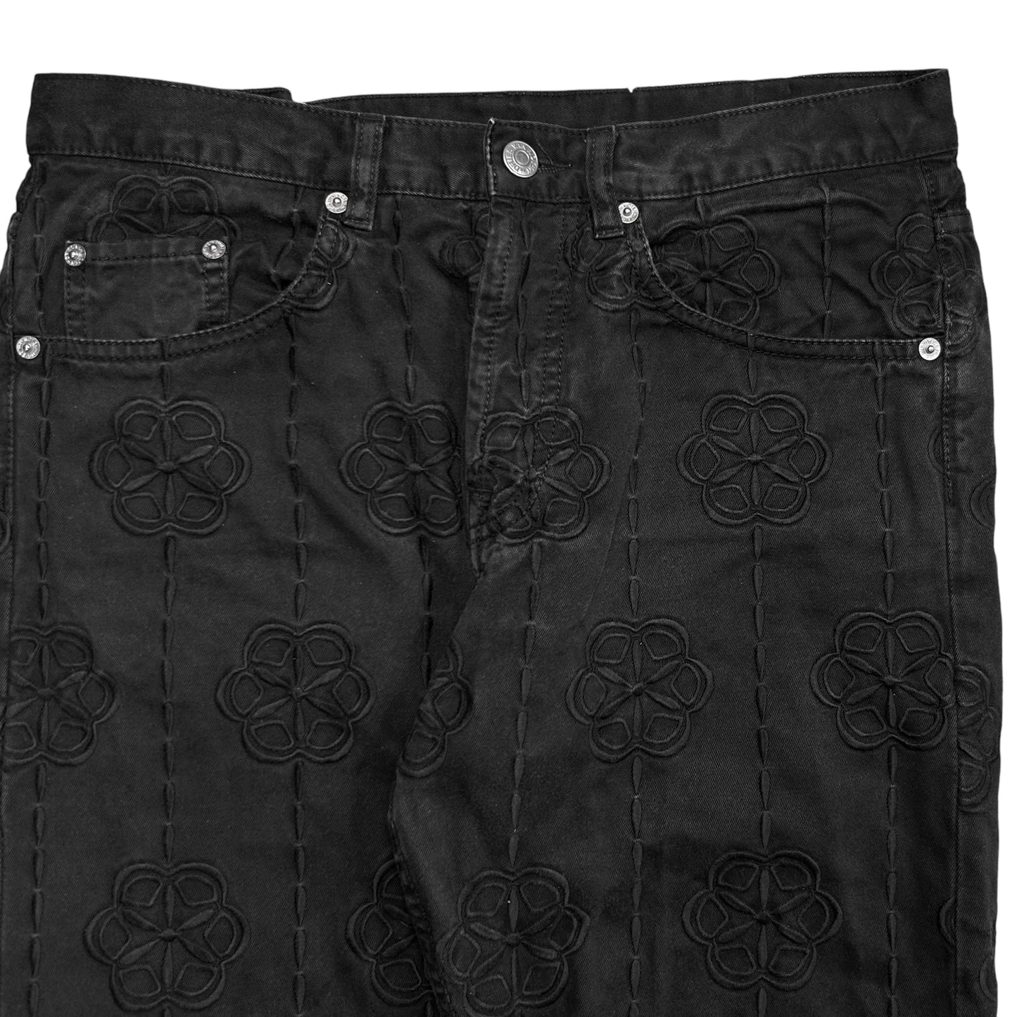 Dries Van Noten Floral Embroidered Rivet Jeans - AW18