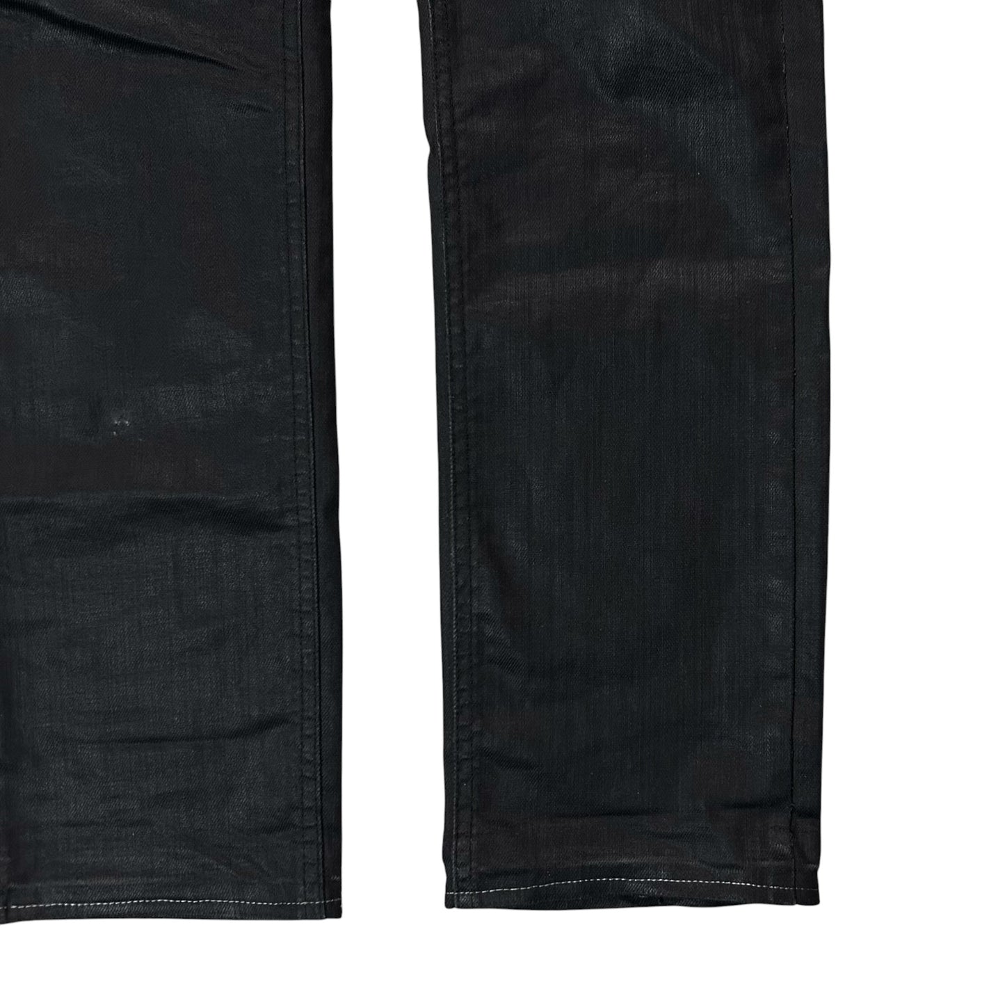 Dirk Bikkembergs Faux Leather Panel Waxed Jeans - SS12