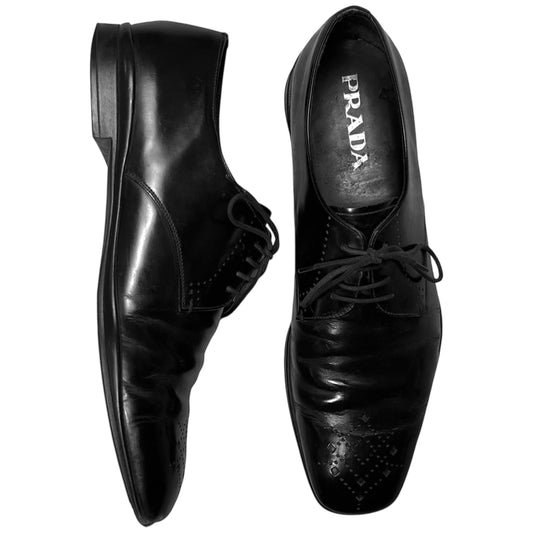 Prada Perforated Square Toe Derbies