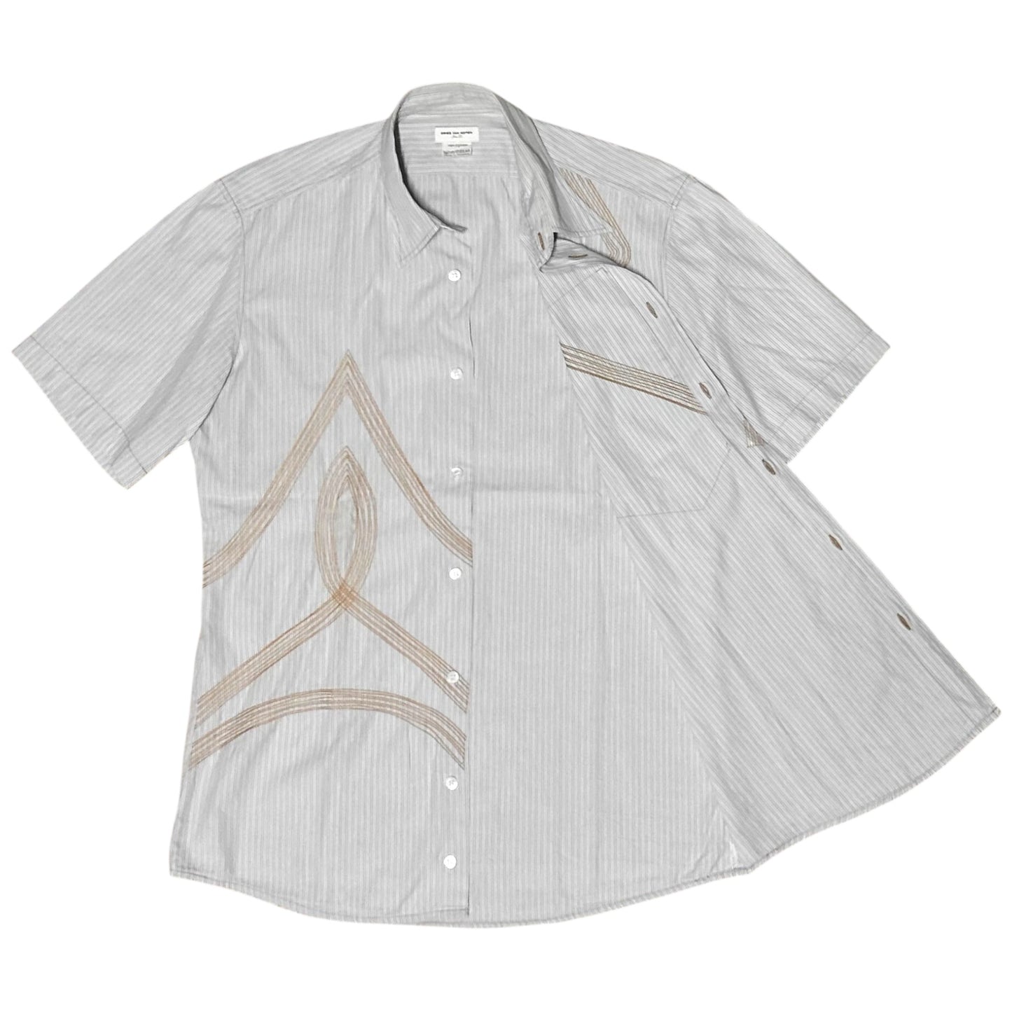 Dries Van Noten Embroidered Pocket Patch Stripe Shirt