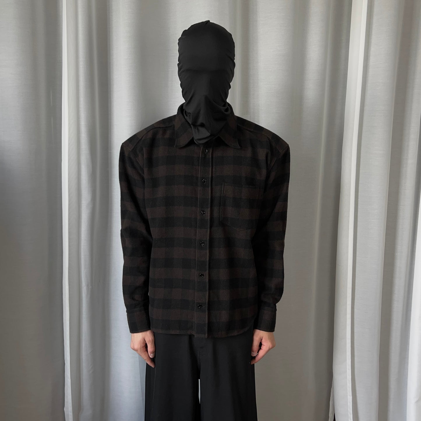 Balenciaga Padded Shoulder Check Flannel Shirt - SS17