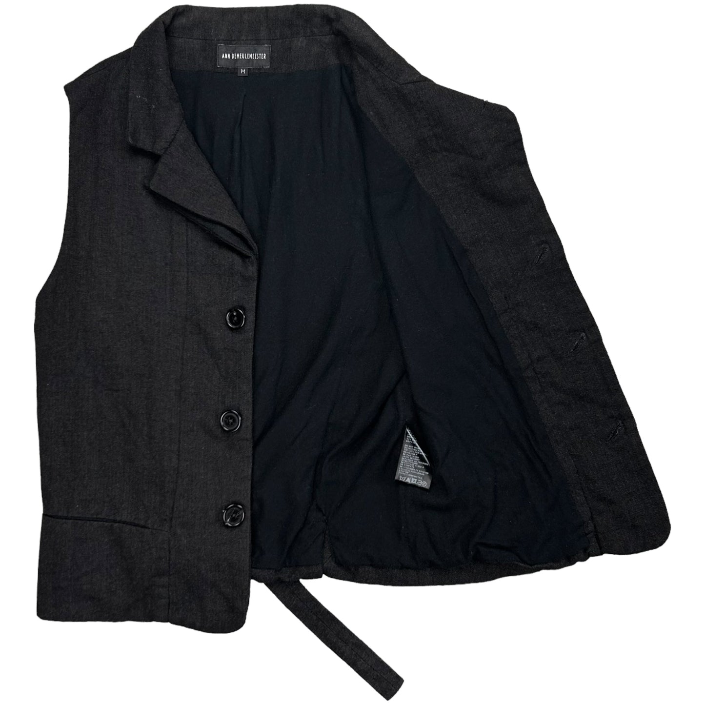 Ann Demeulemeester Belted Double Lapel Wool Vest