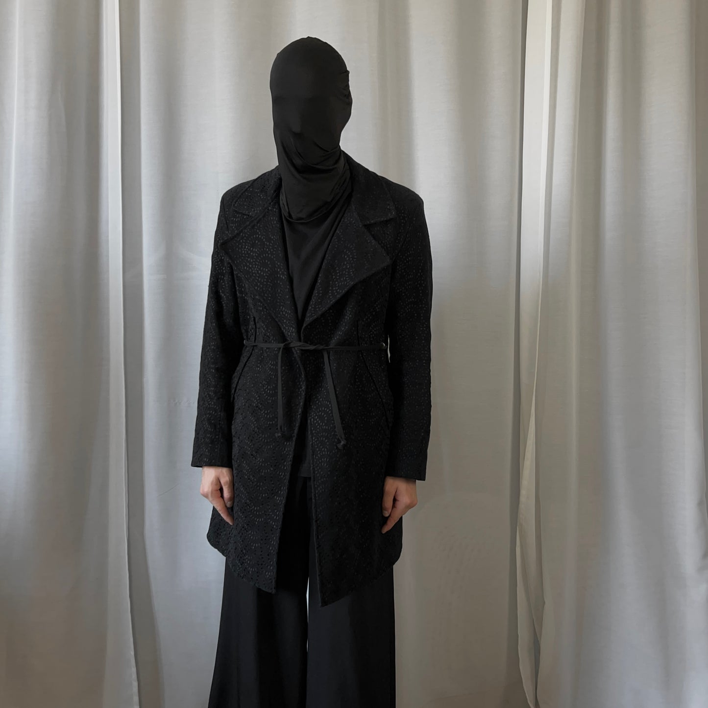 Ann Demeulemeester Embroidered Black Precision Coat - AW14