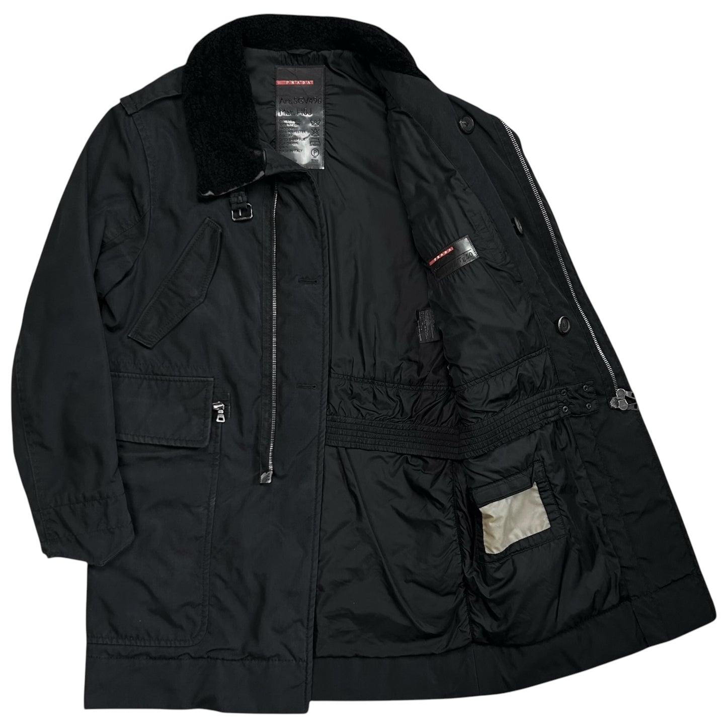 Prada Sheep Fur Collar Parka