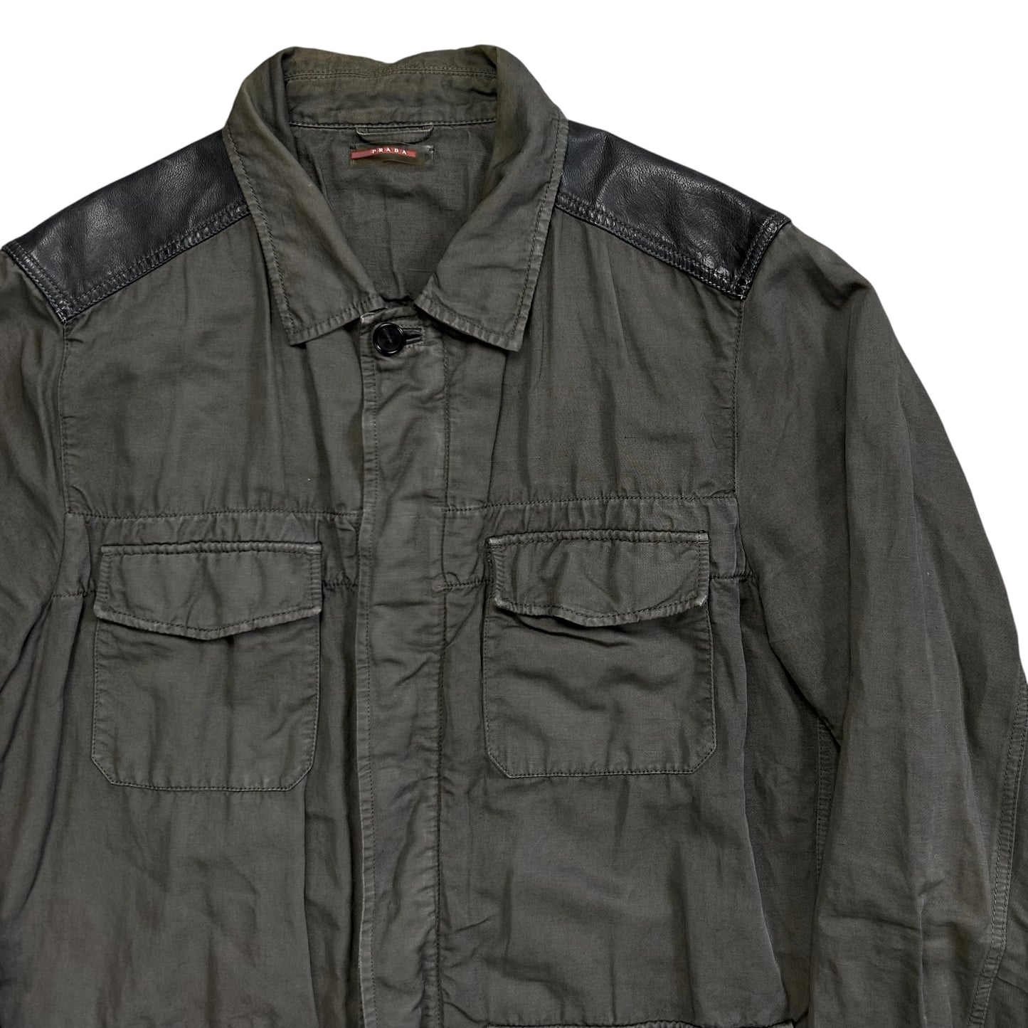 Prada Leather Panelled Field Jacket