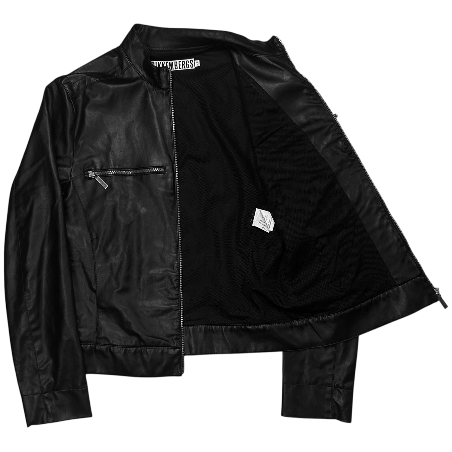 Dirk Bikkembergs Shadow Logo Leather Racer Jacket