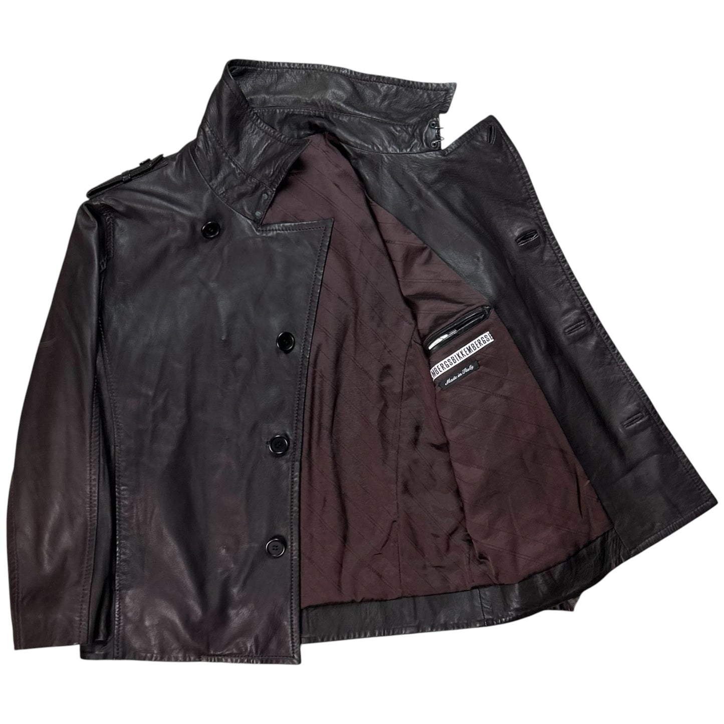 Dirk Bikkembergs Military Leather Peacoat - AW09