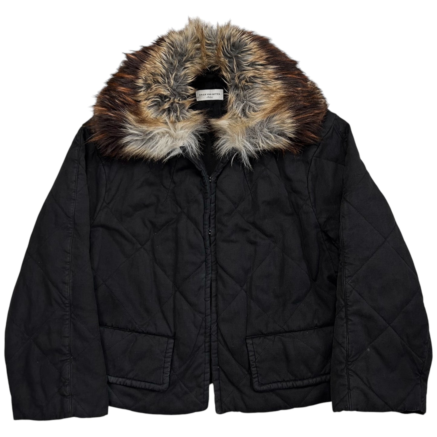 Dries Van Noten Quilted Fur Collar Bomber Jacket - AW11