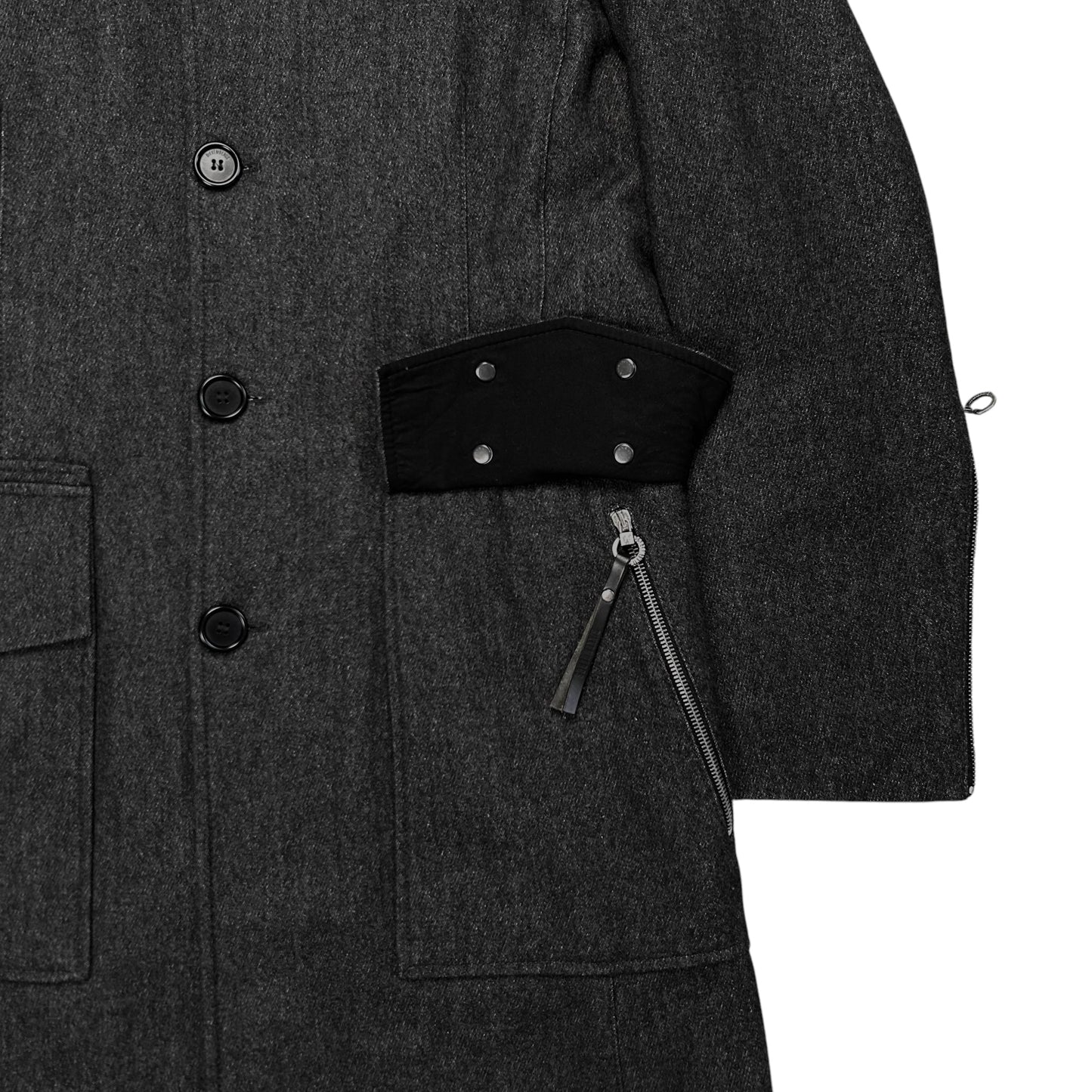 Dirk Bikkembergs Zipped Leather Patch Wool Coat
