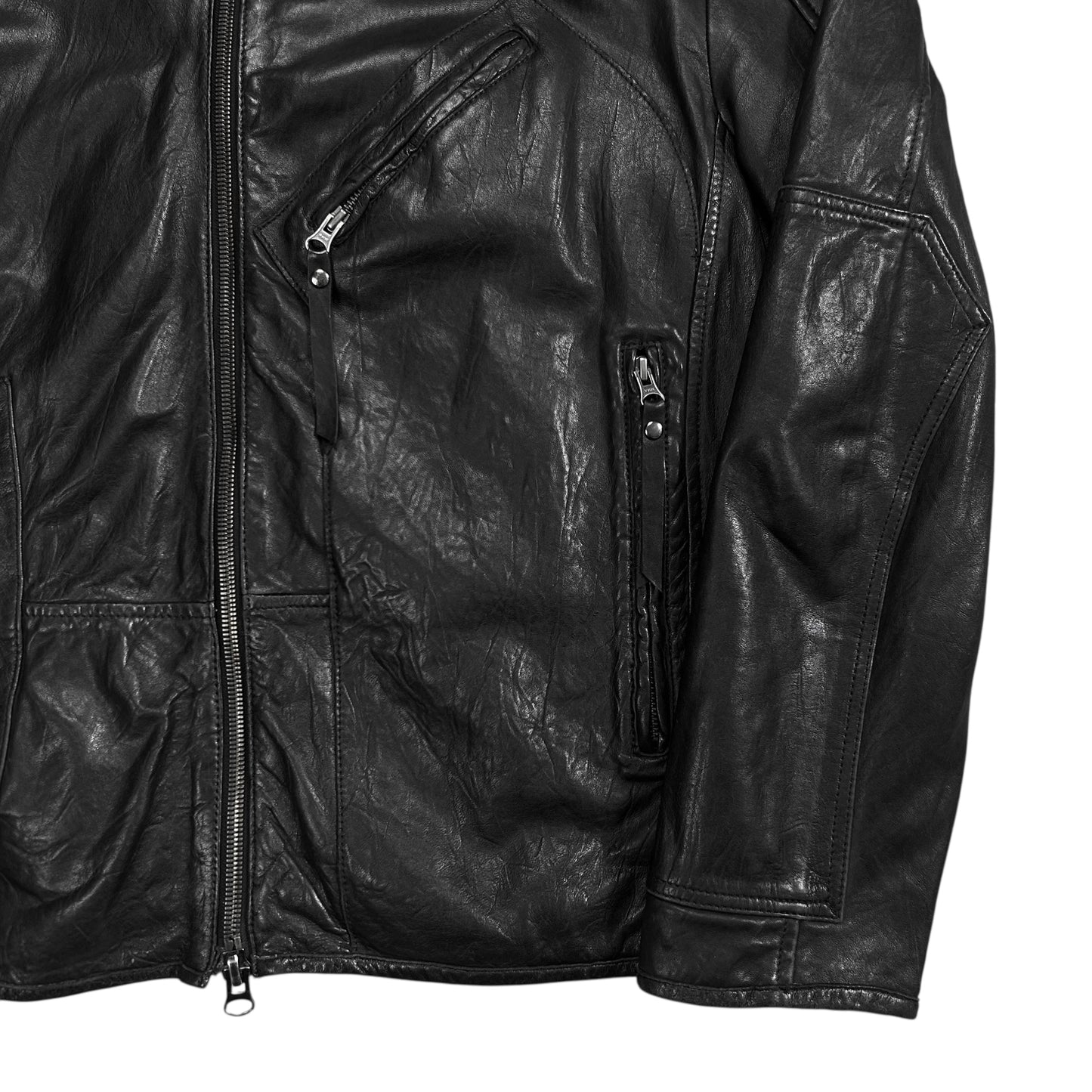 Dirk Bikkembergs Skewed Multi Zip Leather Racer Jacket