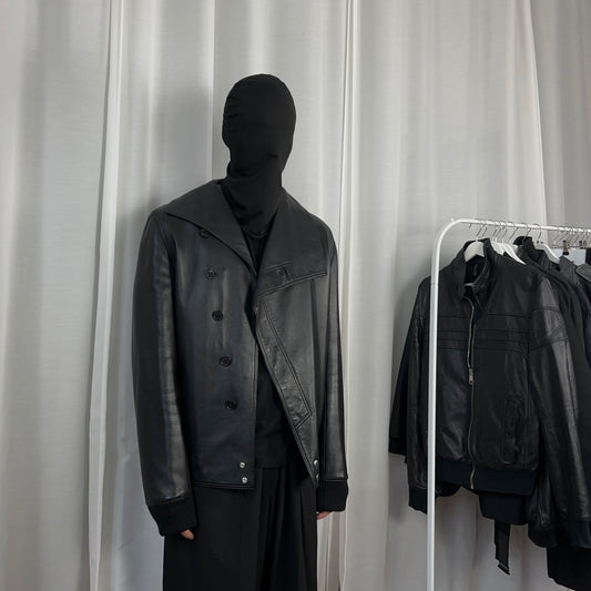 Dior Homme Asymmetric Drape Collar Leather Jacket - AW09