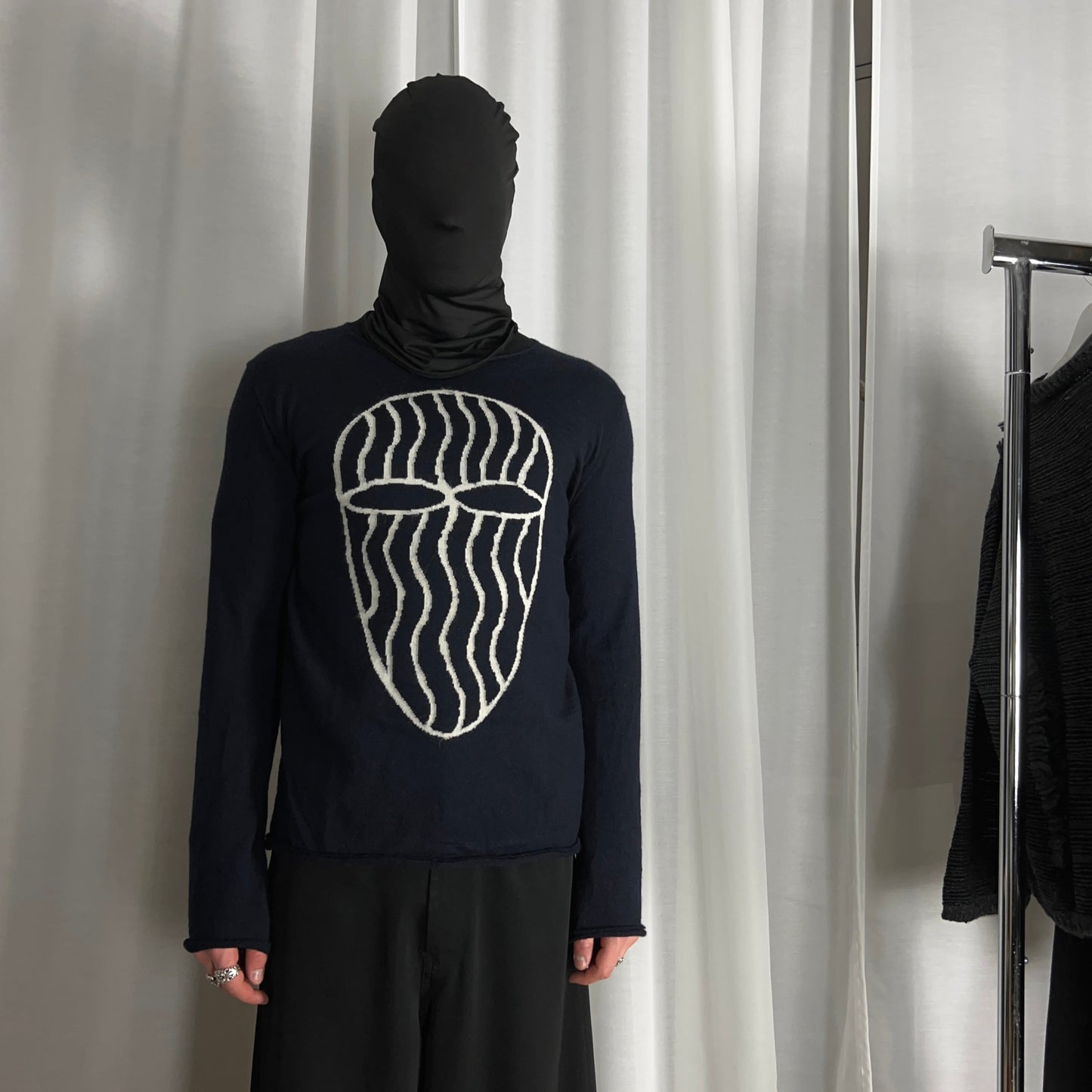 Comme des Garcons Shirt Face Mask Intarsia Wool Sweater - SS19