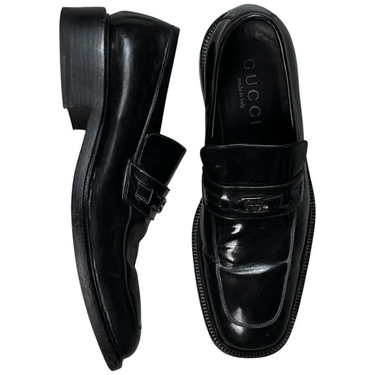 Gucci by Tom Ford Contrast Stitch Metal Logo Penny Loafers - AW96