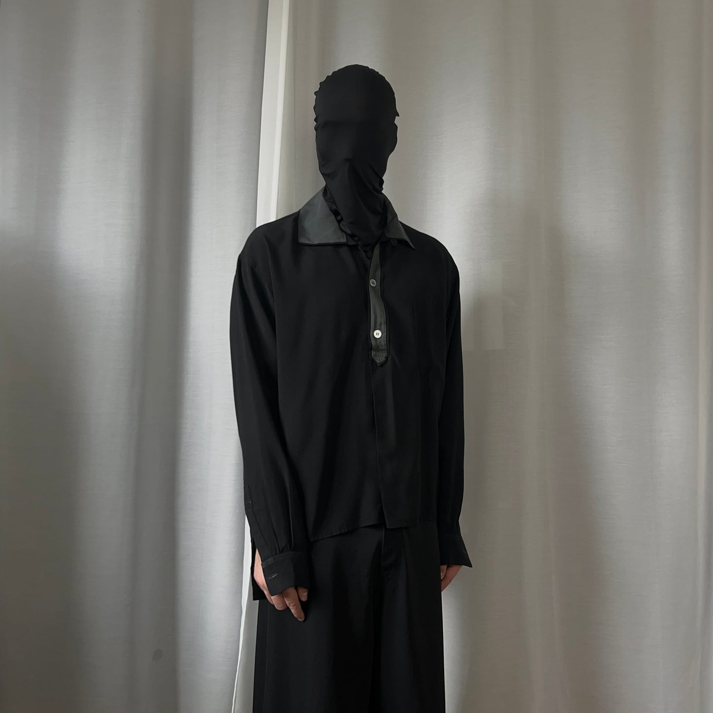 Yohji Yamamoto Pour Homme Cropped Framed Collar Rayon Shirt