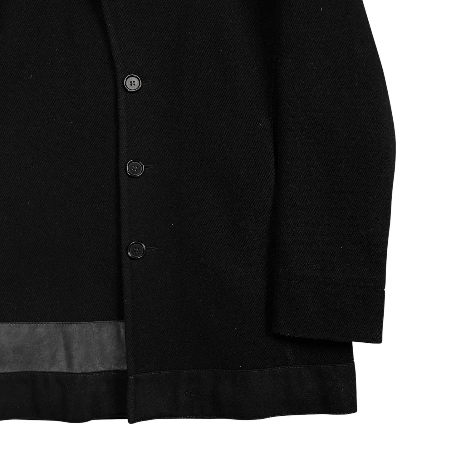 Dirk Bikkembergs Leather Stripe Wool Coat