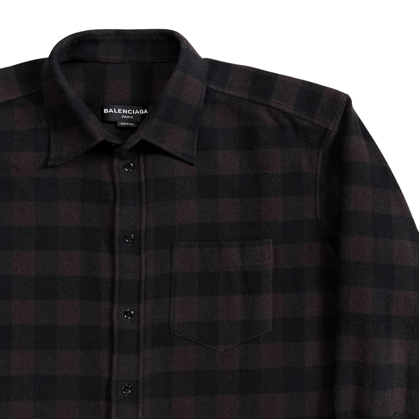 Balenciaga Padded Shoulder Check Flannel Shirt - SS17