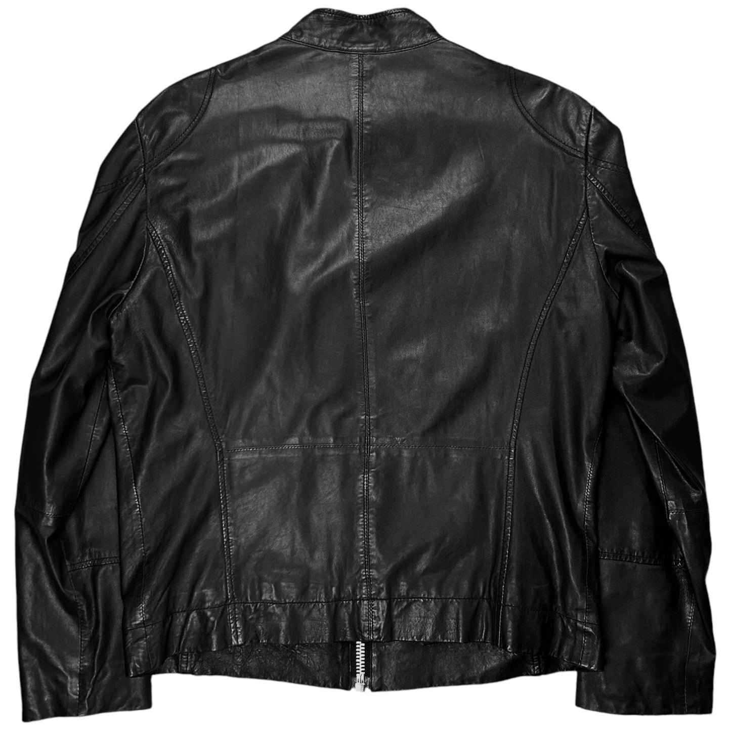 Dirk Bikkembergs Logo Patched Racer Leather Jacket