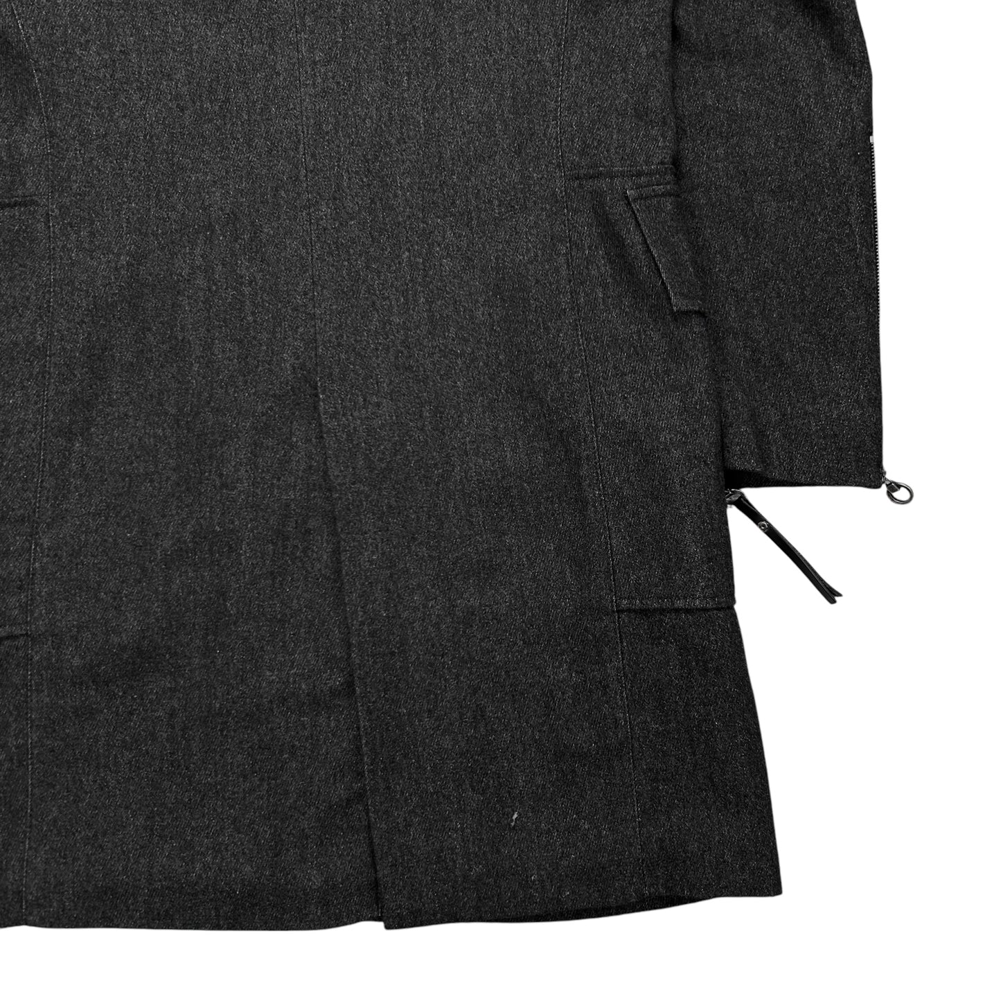 Dirk Bikkembergs Zipped Leather Patch Wool Coat