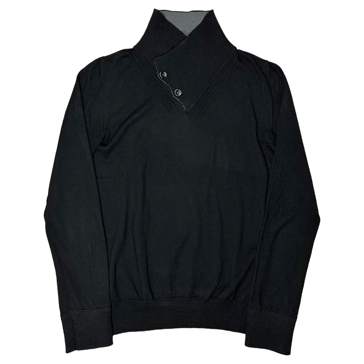Dior Homme Buttoned Fold Neck Wool Sweater - AW09