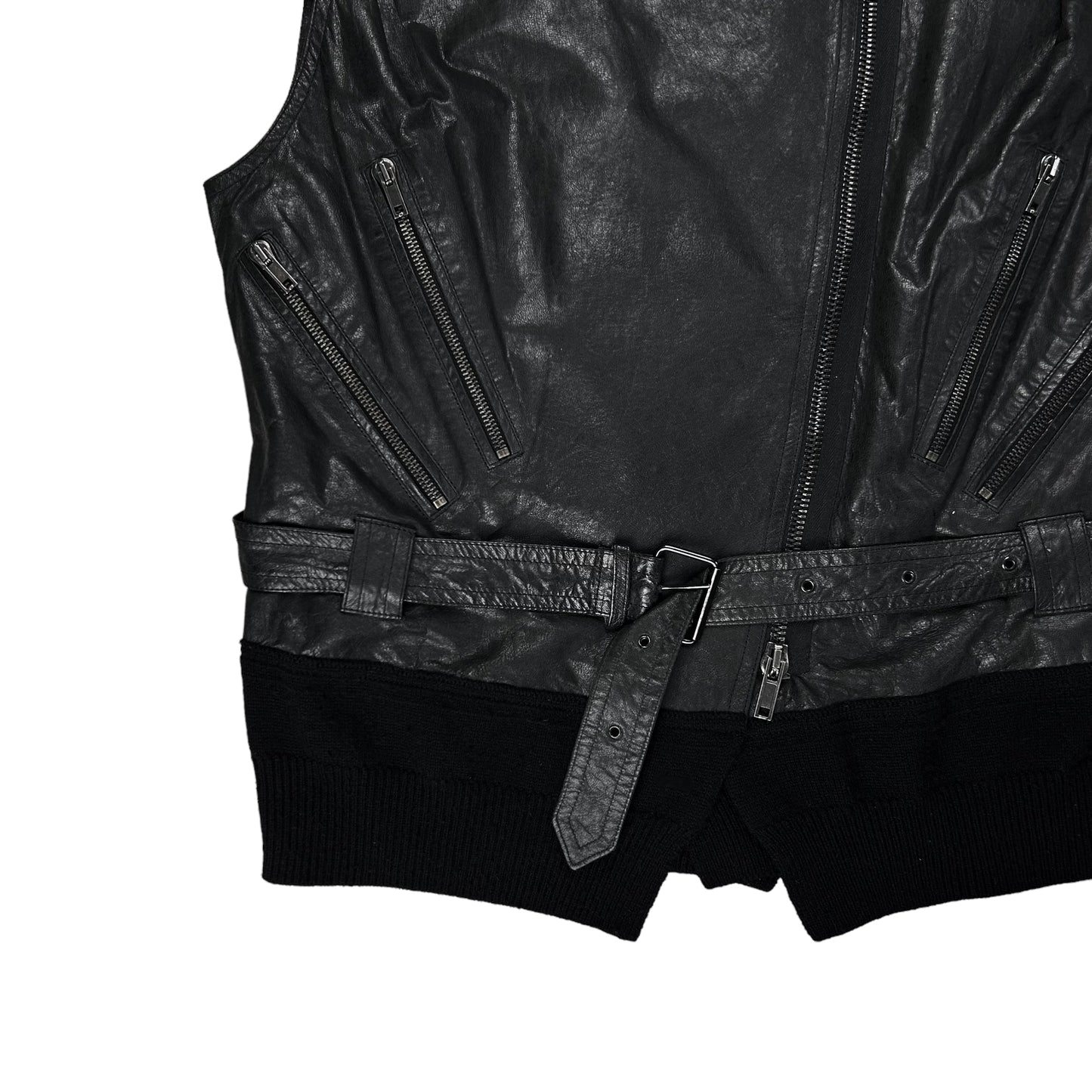 Haider Ackermann Belted Leather Multi Zip Biker Vest
