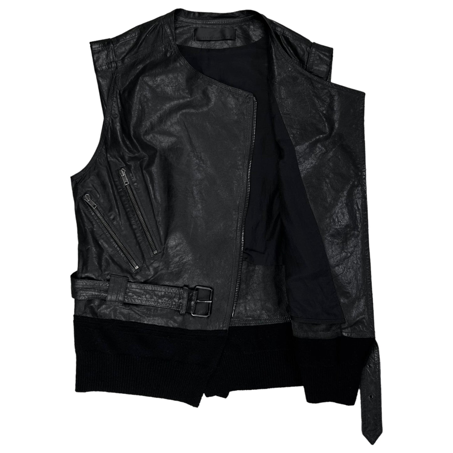 Haider Ackermann Belted Leather Multi Zip Biker Vest