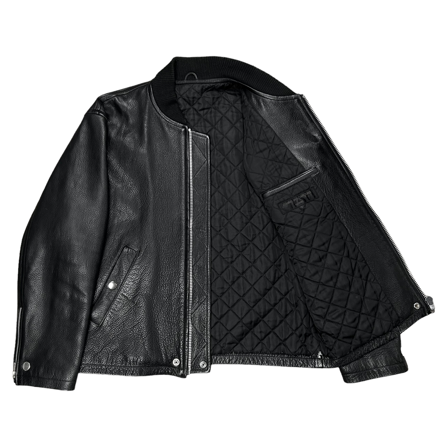 Comme des Garcons Homme Cropped Leather Zip Bomber Jacket - AD1990