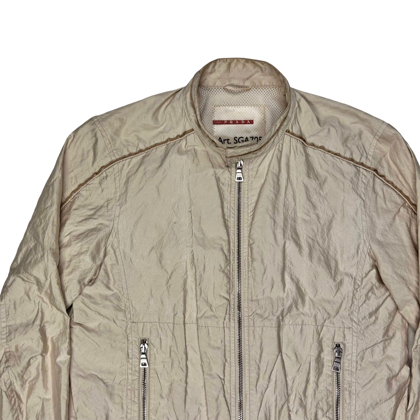 Prada Cropped Zip Moto Nylon Jacket