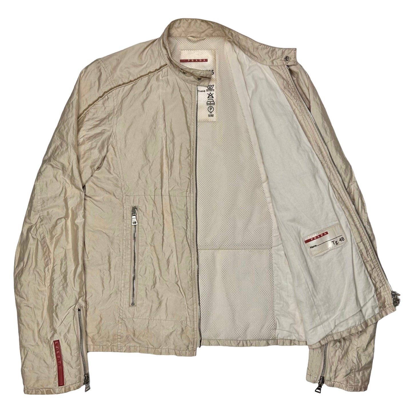 Prada Cropped Zip Moto Nylon Jacket