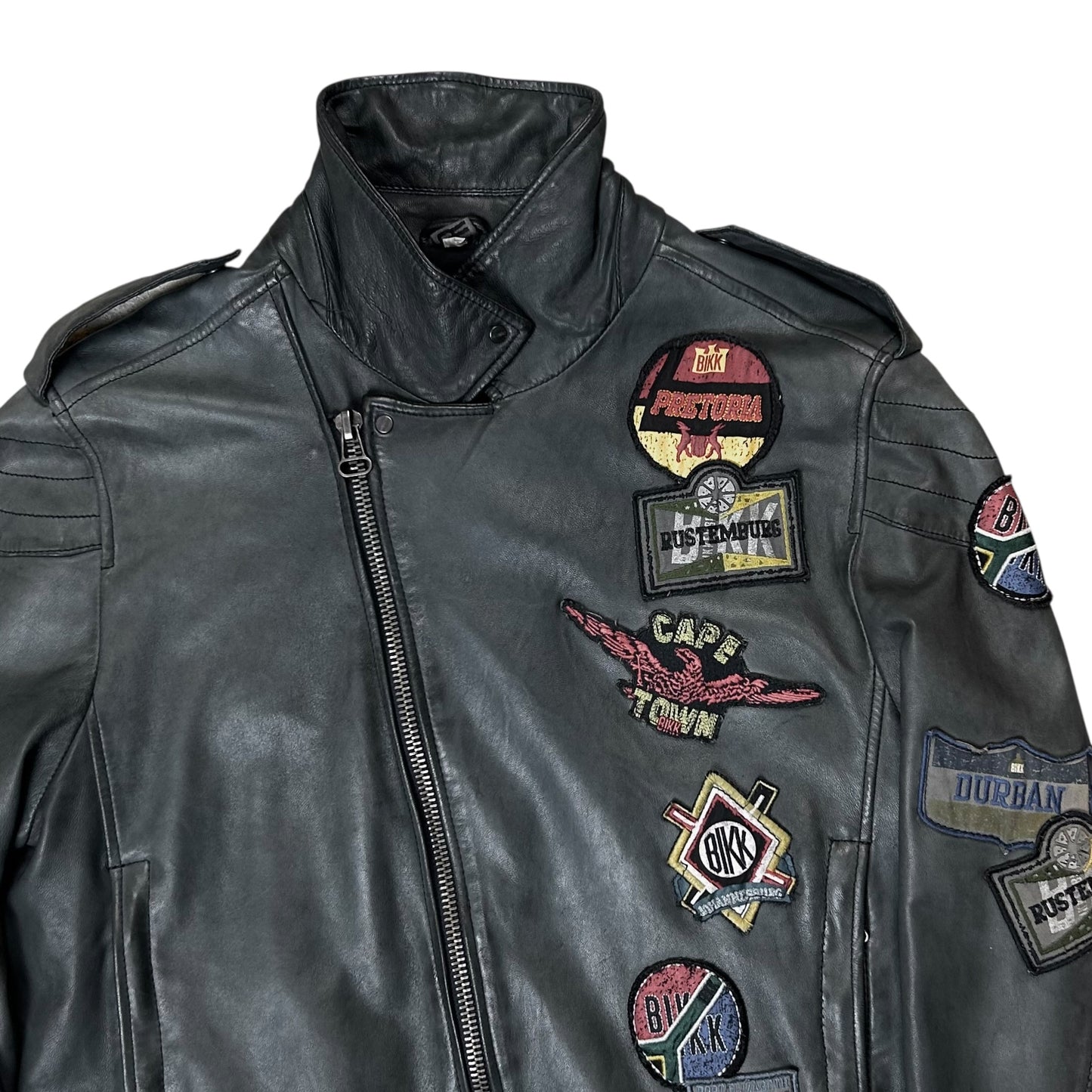 Dirk Bikkembergs Punk Patch Perfecto Sheep Leather Jacket