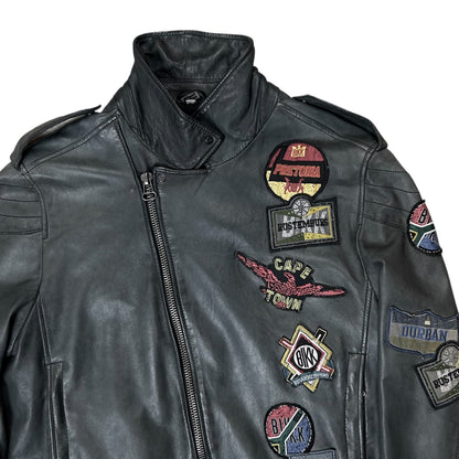 Dirk Bikkembergs Punk Patch Perfecto Sheep Leather Jacket