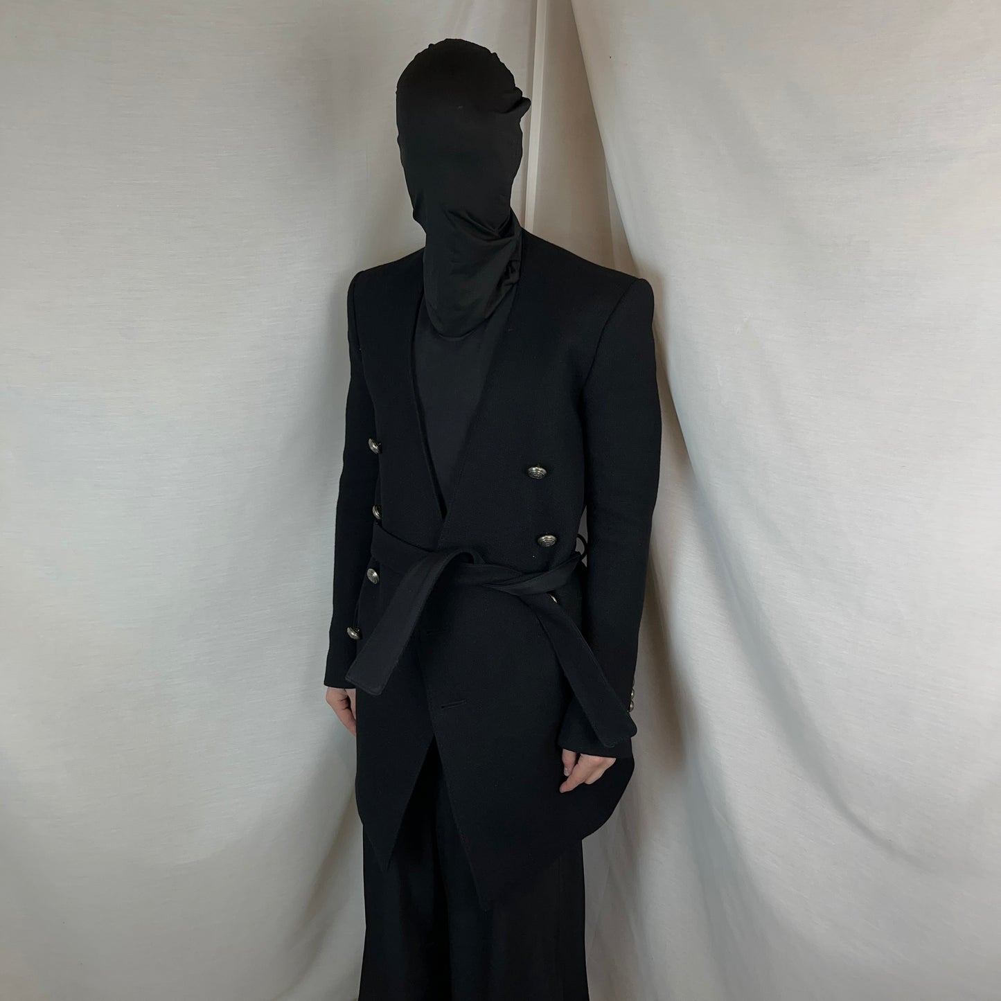 Balmain x H&M Collarless Belted Military Coat - AW15