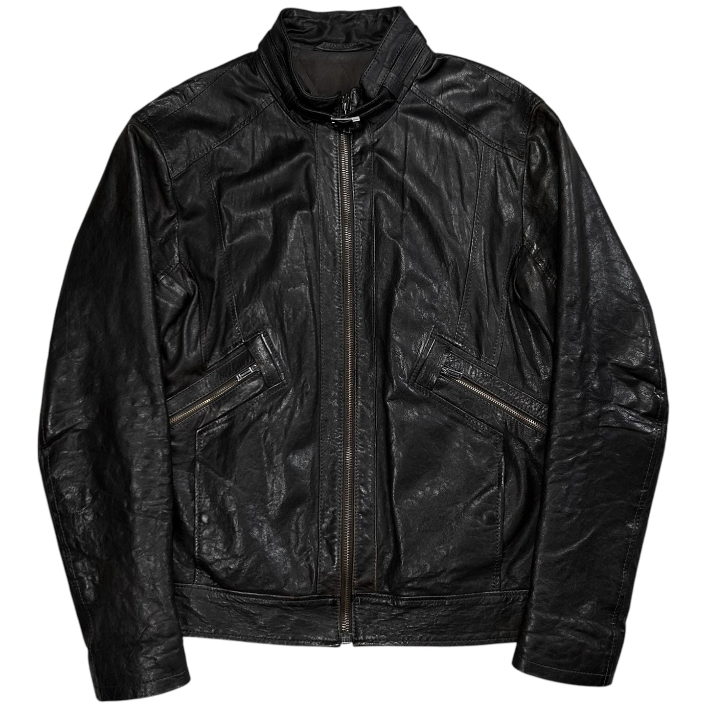 Dirk Bikkembergs Belted Collar Flight Leather Jacket