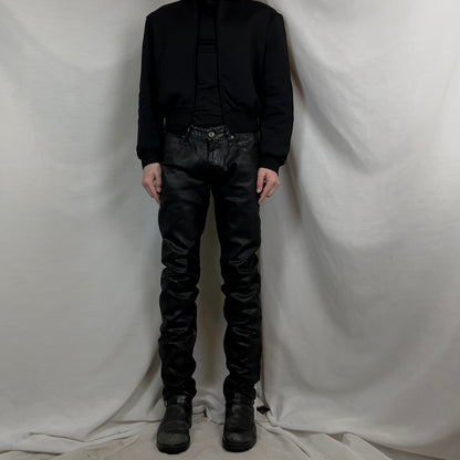 Dirk Bikkembergs Leather Waist Waxed Jeans - AW08