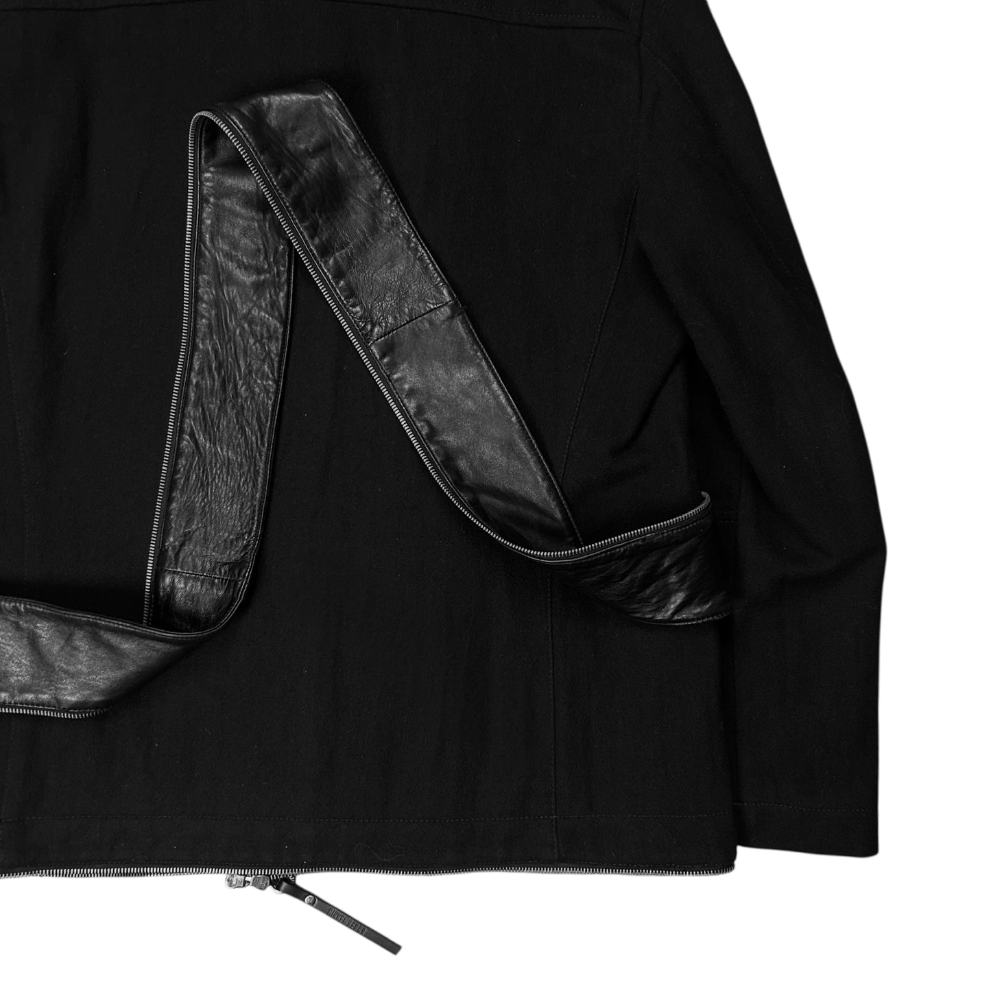 Dirk Bikkembergs Zip Leather Hem Peacoat - AW06