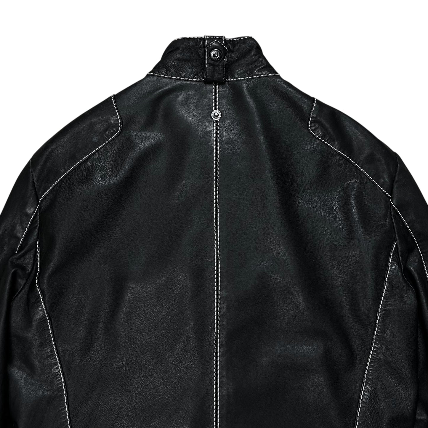 Dirk Bikkembergs Contrast Stitch Sheep Leather Jacket