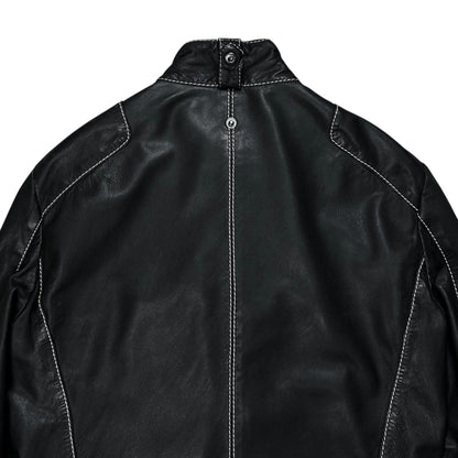 Dirk Bikkembergs Contrast Stitch Sheep Leather Jacket