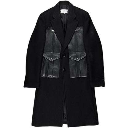 Maison Martin Margiela Sartorial Leather Pocket Patch Wool Coat - AW15