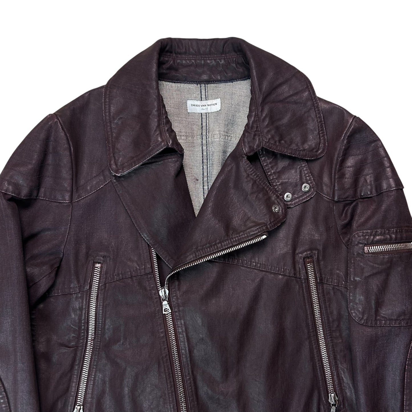 Dries Van Noten Waxed Multi Zip Biker Jacket - AW14