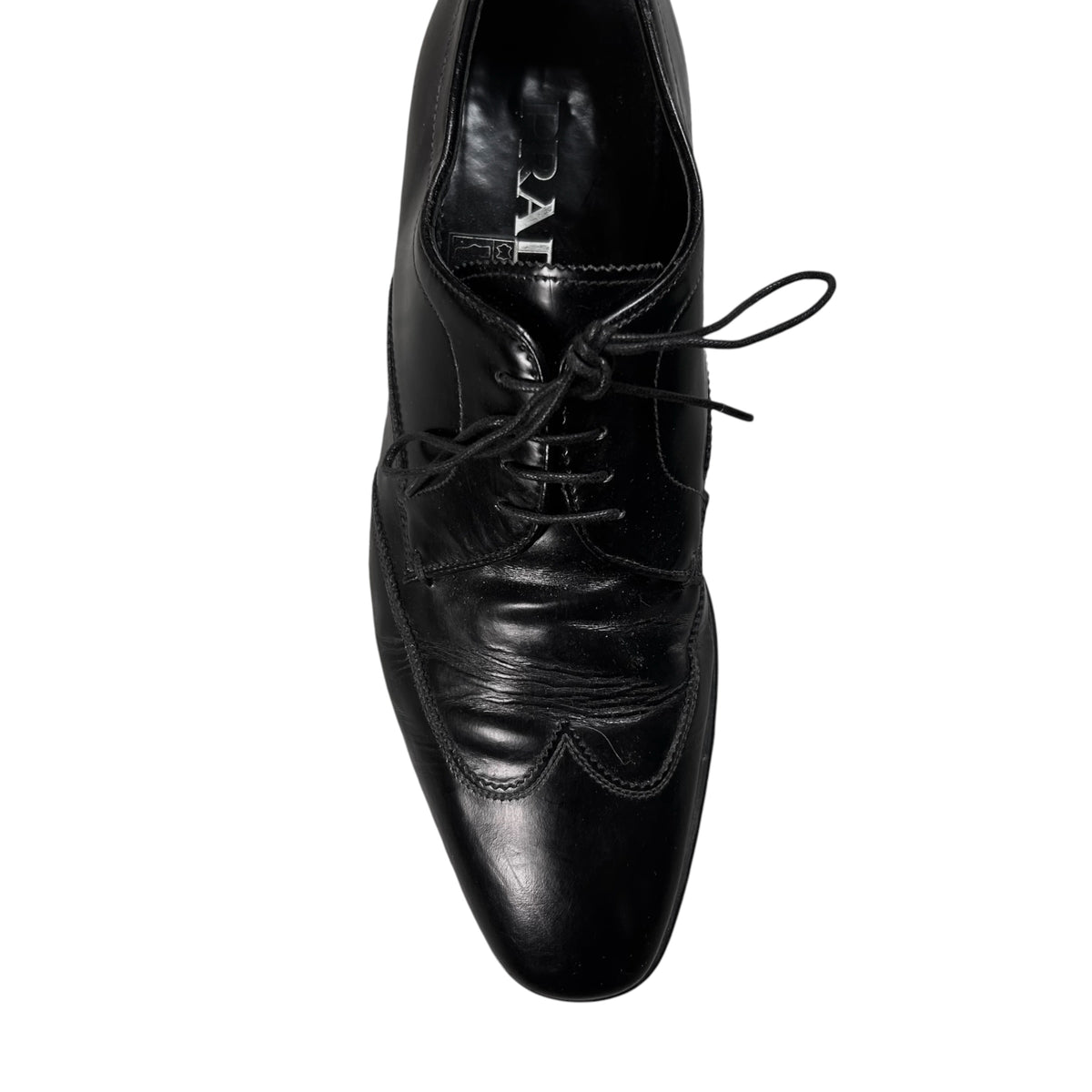 Prada Metal Logo Heel Derbies