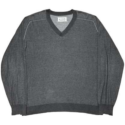 Maison Martin Margiela Contrast Distressed V-Neck Sweater