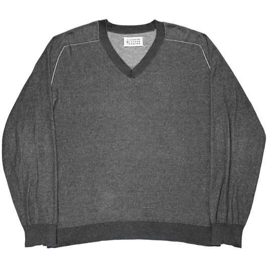 Maison Martin Margiela Contrast Distressed V-Neck Sweater -
