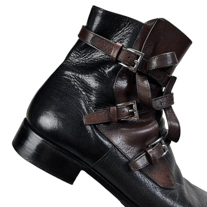 Prada Belted Two Tone Square Boots