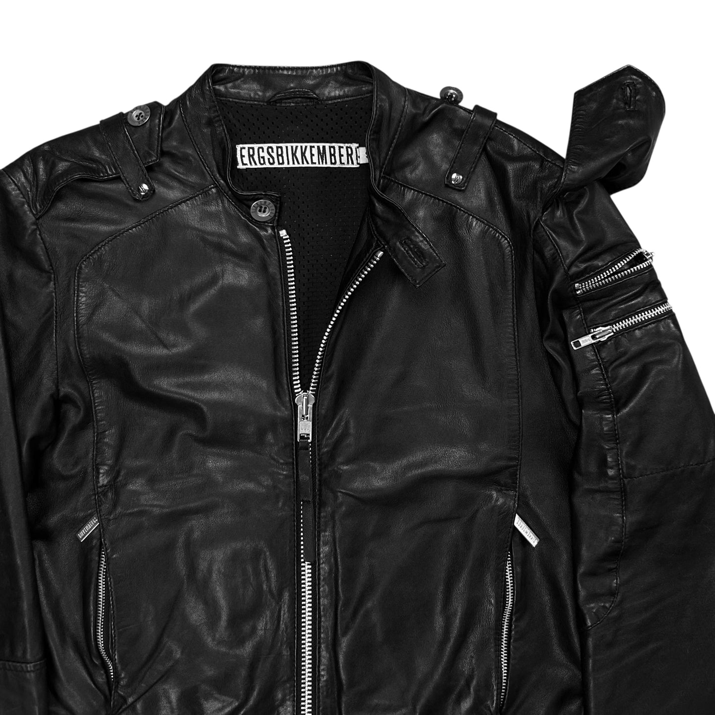 Dirk Bikkembergs Multi Shoulder Zip Racer Leather Jacket
