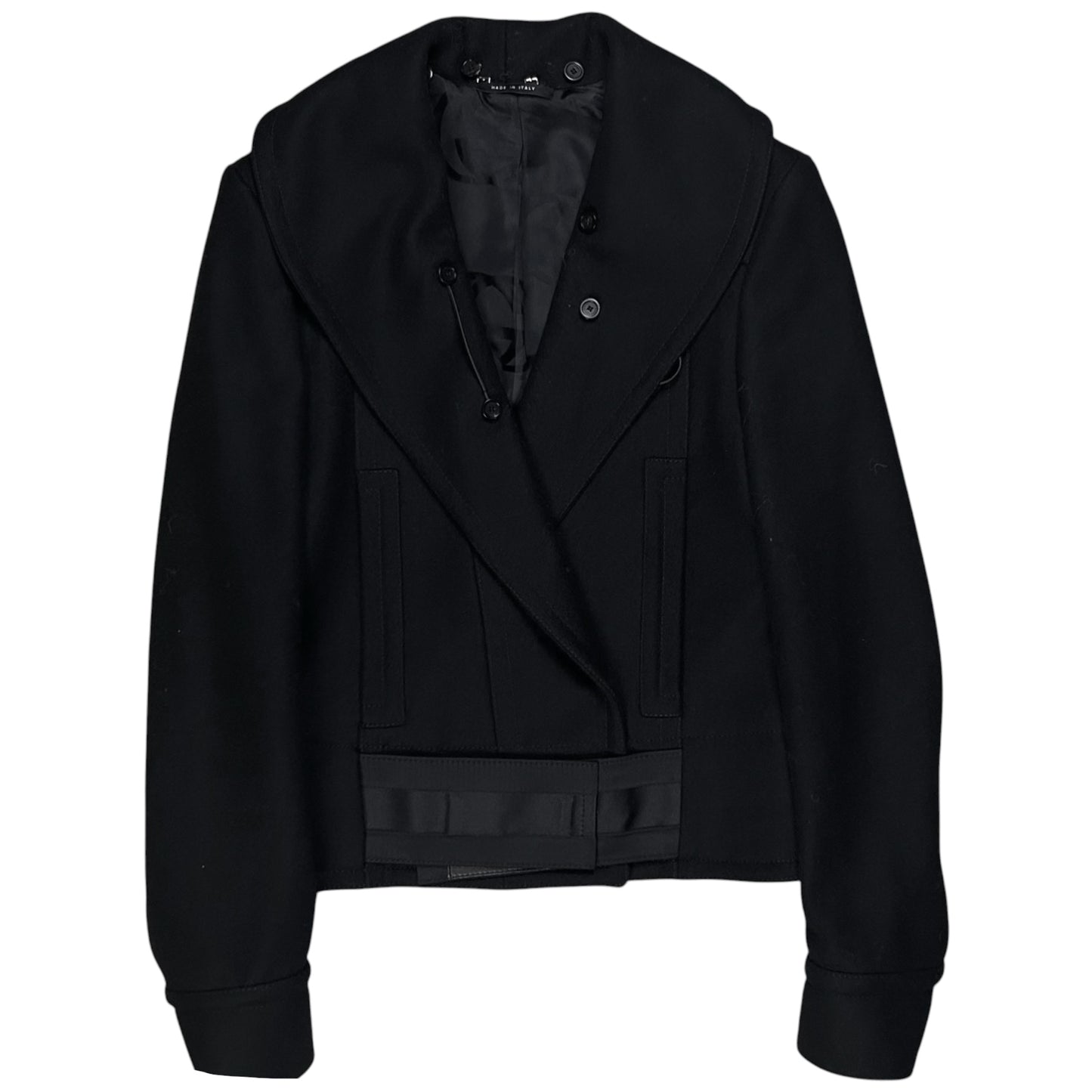 Gucci by Tom Ford Asymmetric Velcro Belted Cashmere Jacket - AW04