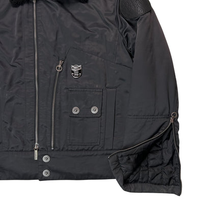 Dirk Bikkembergs Faux Fur Collar Pilot Jacket