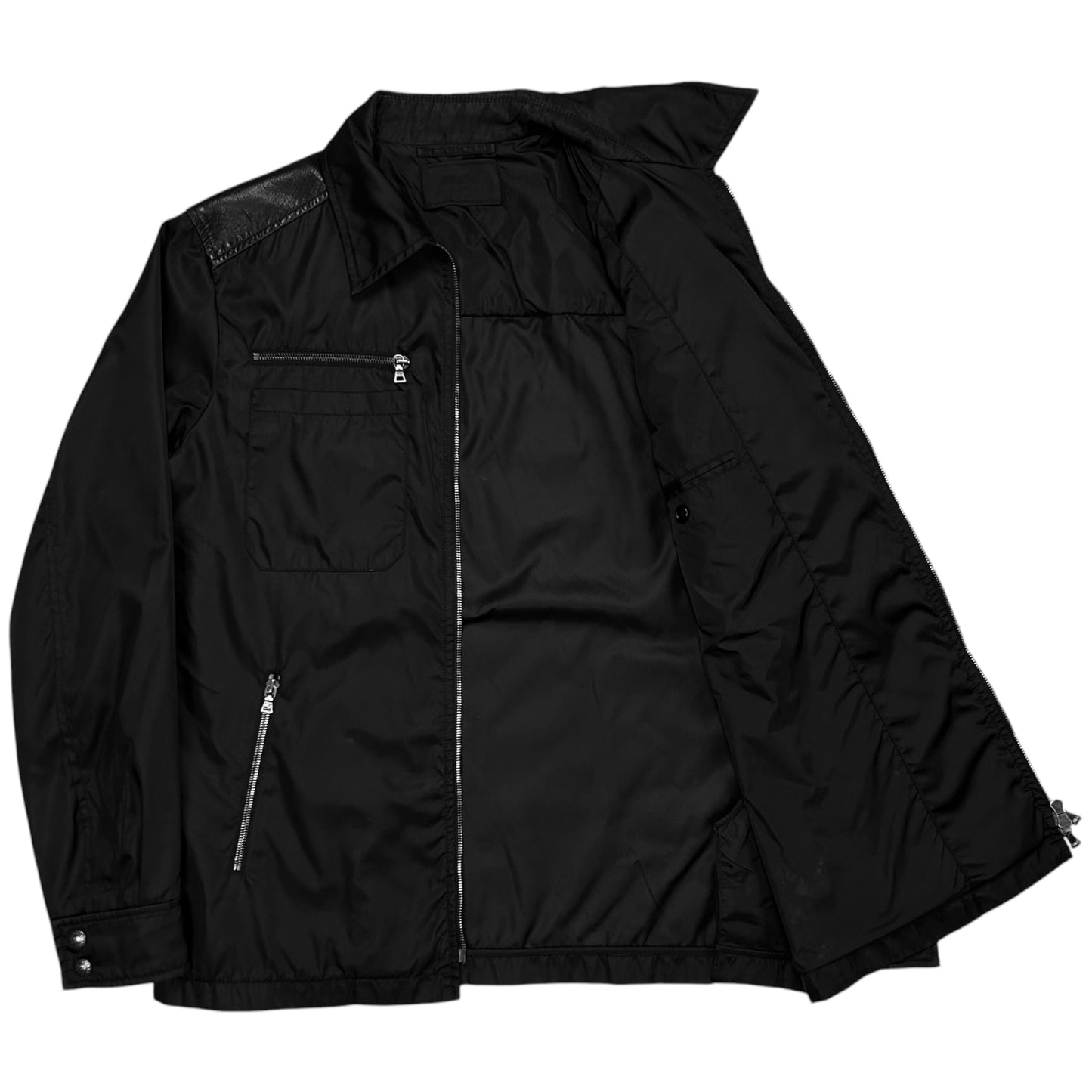 Prada Leather Panelled Zip Work Jacket - AW08