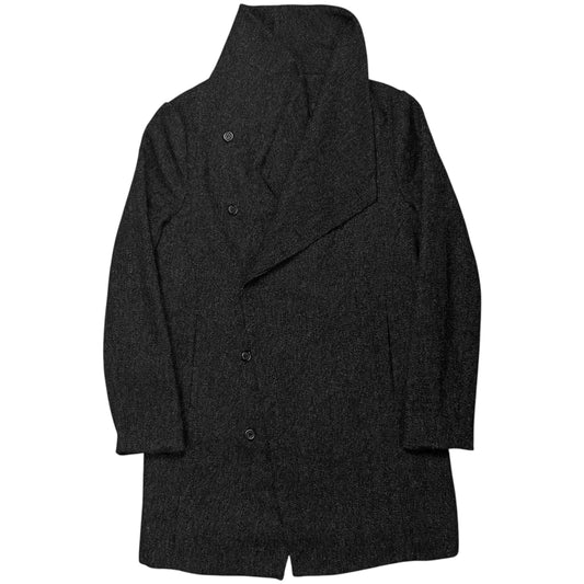 Ann Demeulemeester Asymmetric Drape Collar Wool Overcoat - AW14