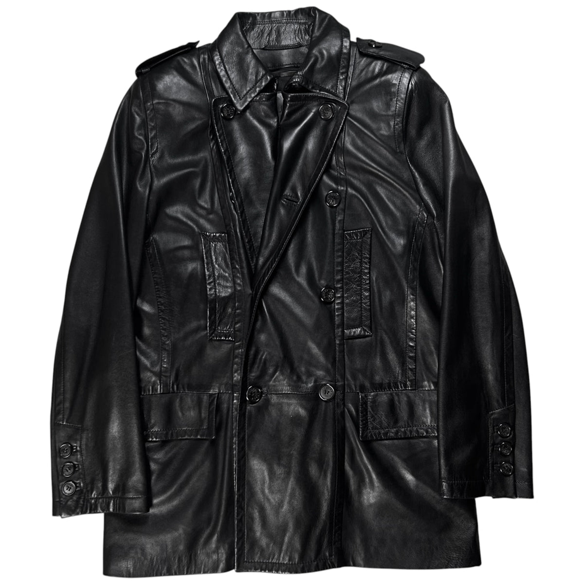 Gucci by Tom Ford Military Leather Peacoat - AW96